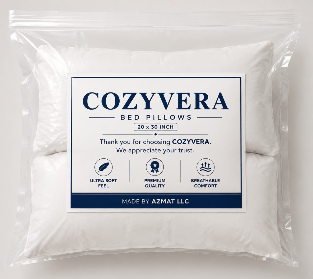 COZYVERA BED PILLOW PACK OF 2 (QUEEN SIZE 20X30 INCH)