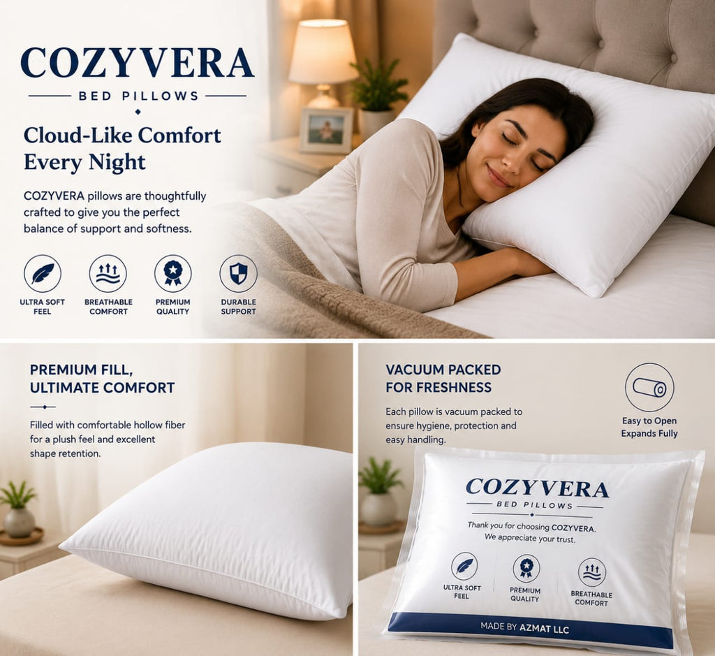 COZYVERA BED PILLOW PACK OF 2 (QUEEN SIZE 20X30 INCH)